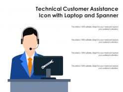 Technical customer assistance icon with laptop and spanner