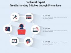 Technical expert troubleshooting glitches through phone icon