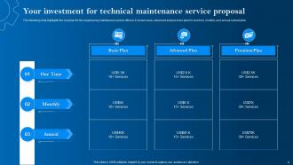 Technical Maintenance Service Proposal powerpoint presentation slides Captivating Unique