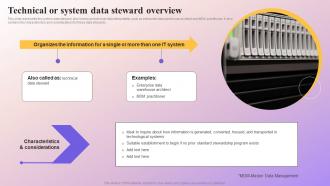 Technical Or System Data Steward Overview Data Subject Area Stewardship Model