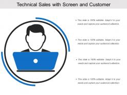 Technical sales with screen and customer