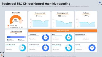Technical Seo Kpi Dashboard Monthly Reporting