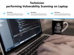 Technician performing vulnerability scanning on laptop