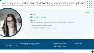 Technique 1 Endorsement Advertising On Social Media Platform Develop Promotion Plan To Boost Sales Growth