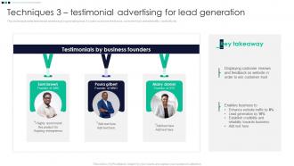 Techniques 3 Testimonial Advertising For Lead Generation Promotion Strategy Enhance Awareness