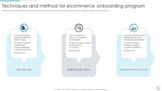 Techniques And Method For Ecommerce Onboarding Program