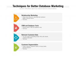Techniques for better database marketing