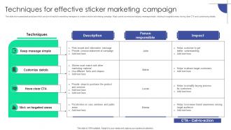 Techniques For Effective Sticker Marketing Campaign Plan To Assist Organizations In Developing MKT SS V