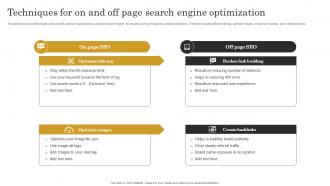 Techniques For On And Off Page Search Seo Content Plan To Improve Website Traffic Strategy SS V