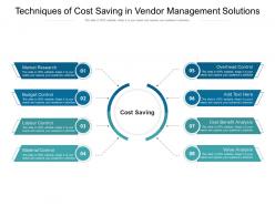 Techniques Of Cost Saving In Vendor Management Solution