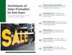 Techniques of sales promotion for end users