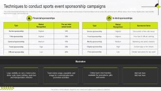 Techniques To Conduct Sports Event Sponsorship Sports Marketing Management Guide MKT SS