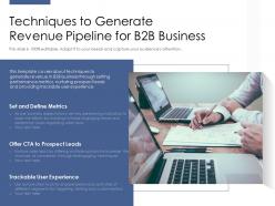 Techniques to generate revenue pipeline for b2b business