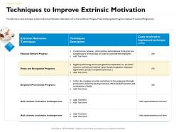 Techniques to improve extrinsic motivation seniority based ppt powerpoint presentation outline designs
