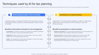 Techniques Used By Ai For Tax Planning Ai Finance Use Cases AI SS V
