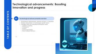 Technological Advancements Boosting Innovation And Progress Table Of Content TC SS