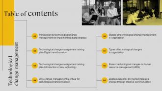 Technological Change Management Table Of Contents