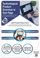 Technological product overview in one page presentation report infographic ppt pdf document