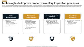 Technologies To Improve Property Inventory Inspection Processes