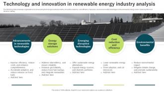 Technology And Innovation In Renewable Energy Industry Analysis