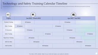 Technology And Safety Training Calendar Timeline