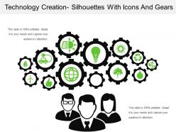 Technology creation silhouettes with icons and gears