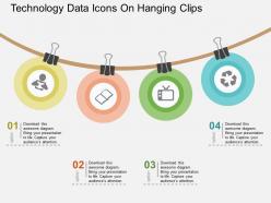 Technology data icons on hanging clips flat powerpoint design