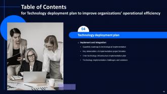 Technology Deployment Plan To Improve Organizations Operational Efficiency Complete Deck Professionally Professional