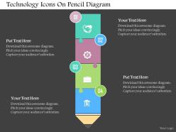Technology icons on pencil diagram flat powerpoint design