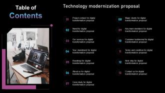Technology Modernization Proposal Table Of Contents Ppt Professional