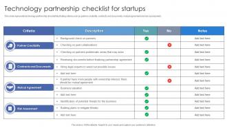 Technology Partnership Checklist For Startups