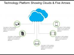 Technology platform showing clouds and five arrows