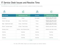 Technology Service Provider Solutions It Service Desk Issues And Resolve Time Ppt Graphics