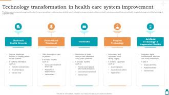 Technology Transformation In Health Care System Improvement