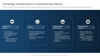 Technology Transformation In Manufacturing Industry