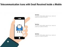 Telecommunication icons with email received inside a mobile