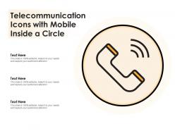 Telecommunication icons with mobile inside a circle