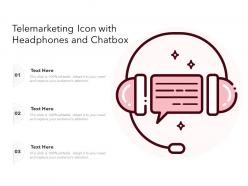 Telemarketing icon with headphones and chatbox