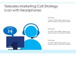 Telesales marketing call strategy icon with headphones