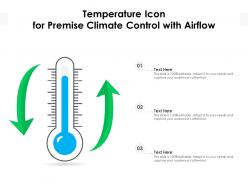Temperature icon for premise climate control with airflow