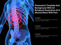 Template and background with 3d rendered illustration of a skeletal back with pain