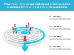 Template and background with 3d rendered illustration of pins on maze over white powerpoint