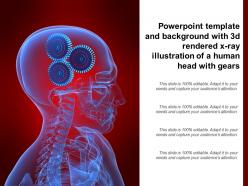 Template and background with 3d rendered x ray illustration of a human head with gears