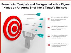 Template and background with a figure hangs on an arrow shot into a targets bullseye