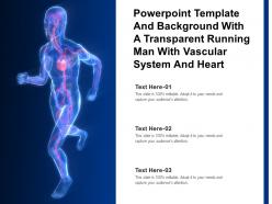 Template and background with a transparent running man with vascular system and heart
