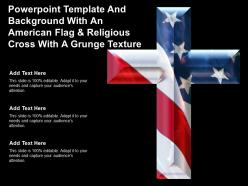 Template and background with an american flag and religious cross with a grunge texture
