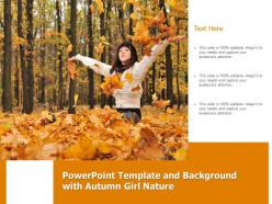 Template and background with autumn girl nature ppt powerpoint