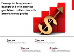 Template and background with business graph from dollar coins with arrow showing profits