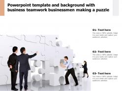 Template and background with business teamwork businessmen making a puzzle