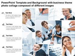 Template and background with business theme photo collage composed of different images